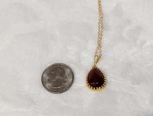 Collier pendentif en cornaline rouge naturelle plaqué or 24 carats couronne larme bijoux en pierres précieuses beau cadeau - Product Image 3