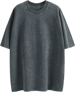 Camisetas de manga corta antiarrugas de gran tamaño para hombre, camisetas en blanco de cuello redondo blanco de algodón 100% de colores, servicio OEM - Product Image 2