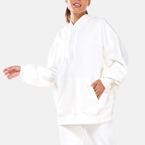 Nouveau arrivé 2025 femmes poids lourd solide blanc pull à capuche hiver Streetwear confortable personnalisé imprimé 100% coton - Product Image 2