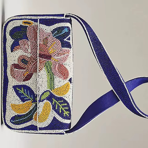 Monedero de Cuentas con Diseño de Muñeco de Nieve, Festivo, Invernal, Hecho a Mano, Bordado con Cuentas, de Algodón, para Fiestas - Product Image 1