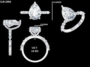 แหวนหมั้นเพชรทรงลูกแพร์ 4 กะรัต ผลิตในห้องปฏิบัติการ ประดับด้วยเพชรแบบซ่อนรอบวง ตัวเรือนทองคำขาว 14K สำหรับเครื่องประดับสตรี ของขวัญวันวาเลนไทน์ - Product Image 6