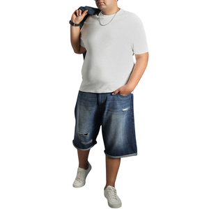 Plus Size <b>Men</b> Denim Shorts <b>Relaxed</b> <b>Fit</b> Washed Look Comfortable Stretch Fabric Casual Summer Wear Stylish <b>Jeans</b> Shorts - Product Image 2