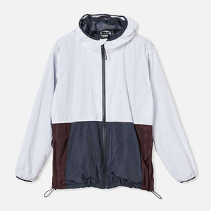 100% polyester respirant coupe-vent veste de haute qualité en gros personnalisé coupe-vent veste haute rue à capuche double couleur veste - Product Image 2