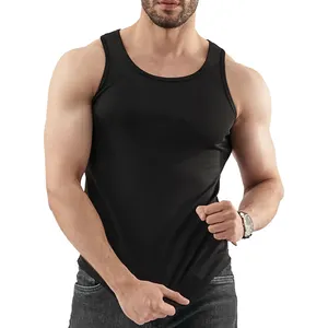 2024 Lupin Filz Großhandel individueller Druck schwarz Herren Tank-Top abgeschnitten ärmellos Baumwolle Tank-Top individuell