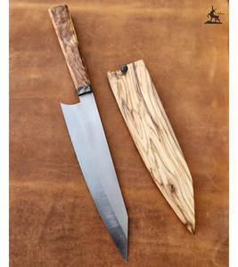 Cuchillo de cocina profesional hecho a mano con acero de alto carbono personalizable OEM regalo personalizado cuchillo de chef de vaina de madera - Product Image 1