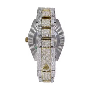 Montre personnalisée de luxe antique en acier inoxydable pour hommes, double ton, moissanite, diamant, affichage analogique de haute qualité, cadran en verre, breloque 20mm - Product Image 4