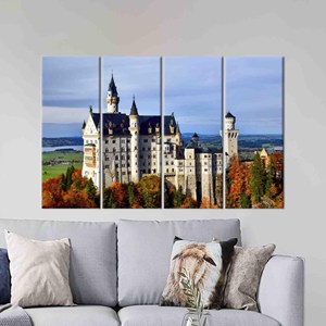 Tableau sur toile imprimé style bohème élégant - Vue sur le château de Neuschwanstein, 4P : encadré - Product Image 1