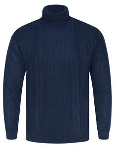Wholesale High Street <b>Men's</b> <b>Turtleneck</b> <b>Sweater</b> Pullover 100% Cotton Solid Color Thick Casual Striped Knit Zipper Front Winter - Product Image 1