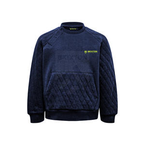 Custom <b>Quilted</b> Heavyweight Fleece Crewneck <b>Sweatshirt</b> for Men Winter Streetwear Front Pocket Embroidered Hoodies <b>Sweatshirts</b> - Product Image 1