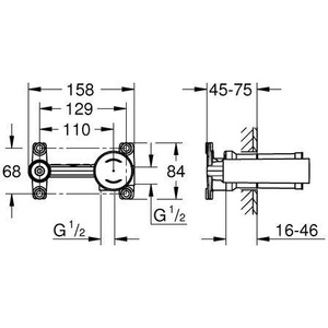 Cuerpo de Instalación Universal Oculto Grohe de 1/2 Pulgada para Grifos de Lavabo de 2 Orificios - Product Image 6