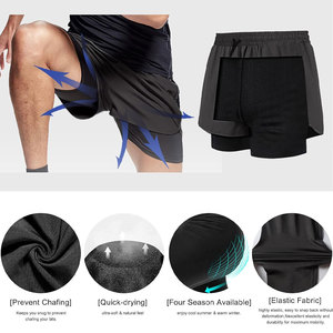 Short de gym imprimé 2 en 1 avec logo personnalisé pour homme Vente en gros Polyester Spandex Unisexe de haute qualité Respirant Séchage rapide Jogging Wear - Product Image 6