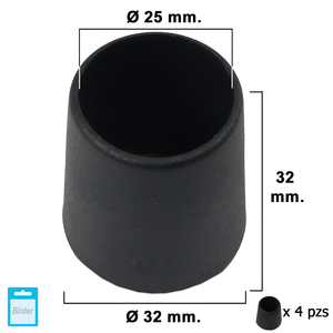 Tappo Conico Nero 25mm Confezione blister da 4 pezzi. - Product Image 1