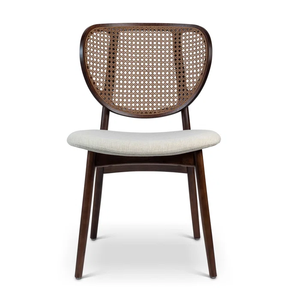 Modern Solid <b>Wood</b> Rattan Dining <b>Chair</b> with Strong Backrest <b>Vintage</b> Style for Balconies Living Rooms Hotels Japan Inspiration - Product Image 2