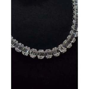 SHREYA DIAM Luxury Women's 10mm Emerald Cut Moissanite Statement Necklace 925 Silver/Plated Channel Setting Geometric Wedding - Product Image 4
