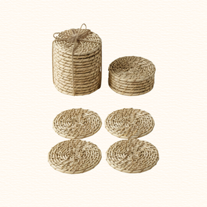 แผ่นรองแก้วหวายธรรมชาติ กันลื่น ขนาด 4 นิ้ว ผลิตในอินเดีย งานฝีมือแบบเรียบง่าย ตกแต่งโต๊ะสำหรับงานแต่งงาน งานเลี้ยงอาหารค่ำ หรือเสิร์ฟกาแฟ - Product Image 1