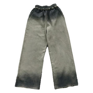 Pantalons de survêtement en molleton 100% coton délavé tendance, style vintage, lavage à l'acide, unisexe, jambes larges, logo personnalisé, pantalons de survêtement évasés - Product Image 6