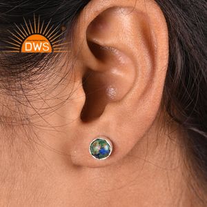 ต่างหูเงินแท้ทรงสวยหรู ประดับด้วยพลอยโมฮาวีคอปเปอร์ อะซูไรต์ และมาลาไคต์ สำหรับผู้หญิง - Product Image 5