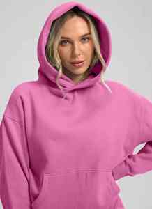 High Quality Women's Long <b>Velour</b> Oversized 100% Cotton <b>Hoodie</b> Quick Dry Breathable Drop Shoulder Customized Front Autumn Winter - Product Image 3