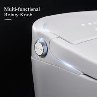 Toilette intelligente monobloc en céramique moderne avec siège chauffant automatique, télécommande, drainage en S, installation au sol