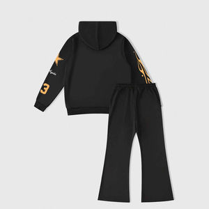 Chándal con estampado DTG personalizado para hombre con estilo, sudadera con capucha, pantalones acampanados, conjunto informal de 2 piezas, ropa de calle - Product Image 2