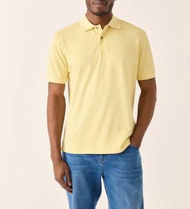 Polo de golf personnalisé 100% coton pour hommes haute qualité manches courtes nouvelle technique unie grande taille couleur jaune coupe régulière - Product Image 6