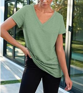 Camiseta de Manga Corta para Hombre, Cuello en V, Corte Regular, Informal, Ligera, para Primavera y Otoño, Capa Base Interior, 100% Algodón - Product Image 2