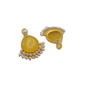 2023-24 Nuevo diseño Pendientes de piedra chapados en oro al por mayor Pendientes de joyería de latón chapados en oro de 18K hechos a mano - Product Image 3