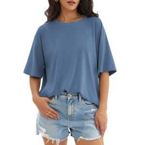 เสื้อยืดโอเวอร์ไซส์คอวี แขนสั้น สตรีทแวร์ สำหรับฤดูร้อน ผลิตตามสั่ง ขายส่งจากโรงงาน ผ้าฝ้ายนุ่ม สวมใส่สบาย - Product Image 1