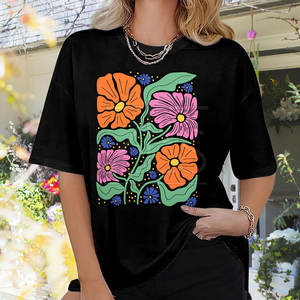 Nuevo diseño 2025 cuello redondo Mujer camiseta gráfica de gran tamaño hecha en Pakistán camiseta gráfica de gran tamaño - Product Image 3