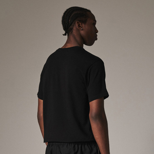 T-shirt en coton noir uni pour homme, coupe classique, col rond, manches courtes, vêtement décontracté, tendance 2026 - Product Image 4