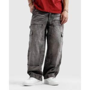 Pantalones Cargo de Mezclilla Relajados con Efecto Desgastado, de Cintura Media, Estilo Y2K Vintage, Pierna Ancha, Hip Hop, con Remaches y Tejido de Punto para Invierno - Product Image 6