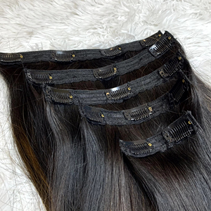 Nouveaux produits 2026 Extensions de cheveux à clips de haute qualité en cheveux vierges naturels, cheveux vietnamiens bruts, style lisse crépu, ondulation profonde et lâche - Product Image 1