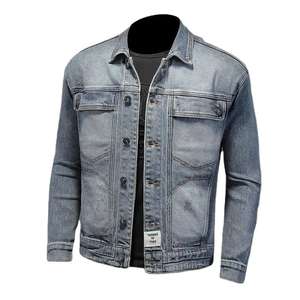 Chaqueta de mezclilla clásica retro para hombre, holgada, informal, versátil, diseño de solapa, moda de calle alta para montar en motocicleta, frente de lona - Product Image 3