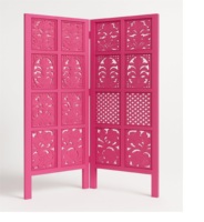 Paravent en bois, séparateur de pièce, écran d'intimité, séparateur en bois, panneaux de sol, artisanat, design sculpté, 5 pieds de haut (rose)