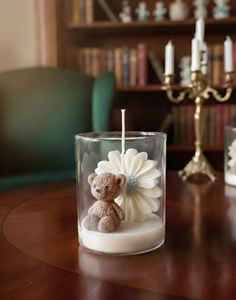 Teddy <b>Shaped</b> Glass <b>Candle</b> Baby Shower Aromatherapy Scented Glass <b>Candle</b> Custom Label Birthday return gift <b>Candle</b> Customized Box - Product Image 2