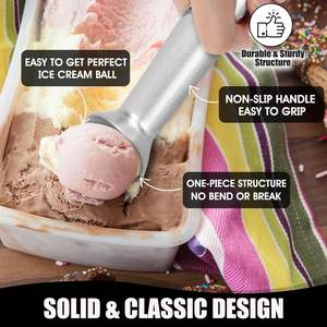 Cuillère à glace professionnelle en aluminium robuste, antiadhésive, résistante au lave-vaisselle, construction métallique - Product Image 3