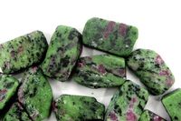 Ensemble de 5 pierres précieuses en zoïsite rubis naturel, 28-30 mm, brutes, taillées à la main, effet étoilé de haute qualité pour la fabrication de bijoux