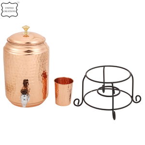 Distributeur d'eau manuel en cuivre dernier modèle martelé support artisanal naturel pour l'extérieur, la maison ou l'hôtel - Product Image 6