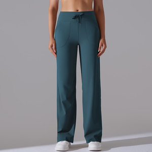 Nuevas mallas de Yoga de pierna ancha con bolsillos para mujer, mallas transpirables para entrenamiento físico, mallas de Yoga con cintura elástica para deportes - Product Image 3