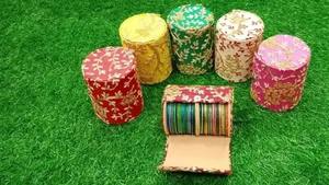 Bordado trabajo étnico tela brazalete caja indio boda brazalete caja boda Favor Chuda caja - Product Image 3