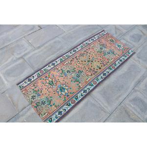 Vintage 2x4.7 ft Rug, Small Turkish Rug, <b>Red</b> Blue Southwestern <b>Wool</b> Rug - Product Image 3