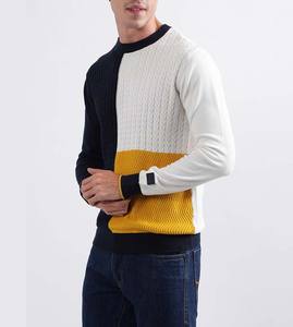 Bloc couleur col rond coton hommes chandails à manches longues prix pas cher pull hiver respirant nouveau Design de mode hommes pull - Product Image 2
