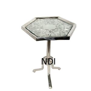 Pour les accessoires de décoration de mariage d'hôtel Table basse de forme hexagonale Table d'appoint de canapé en métal en aluminium personnalisée écologique - Product Image 1