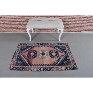 Alfombra Pequeña Vintage de 2.2x4.4 pies, Alfombra Persa Azul Turca - Product Image 3