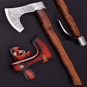Hacha hecha a mano de fábrica de cubiertos OEM ODM personalizada al por mayor nuevo modelo de acero al carbono de grado industrial con cubierta de cuero hacha - Product Image 2