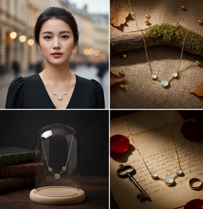 Collar chapado en oro de Plata de Ley 925 con piedras preciosas lechosas blancas naturales, joyería femenina elegante para bodas y fiestas - Product Image 3