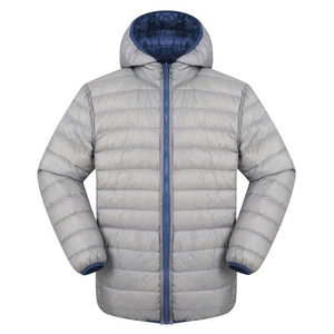 Manteau d'hiver en jean matelassé imperméable pour hommes Veste coupe-vent à capuche avec fermeture à glissière complète Style de rue Service OEM personnalisé à l'avant - Product Image 1