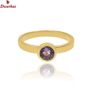 แหวนพลอยสีเงินสเตอริง925อเมทิสต์ธรรมชาติแบบเรียบง่ายสง่างามพร้อมตัวเรือนชุบทองสำหรับงานแต่งงาน - Product Image 6