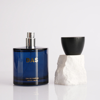 Flacon de parfum vide en verre rond bleu classique de 100 ml avec couvercle en bois véritable pour parfum haut de gamme – Fournisseur fabricant