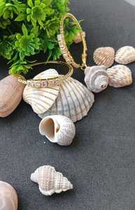 Pendientes de novia India CZ Crystal Hoop Earring Indian Wedding Venta al por mayor Jewelry Dangle Earring Set para mujeres, Rose Gold - Product Image 2